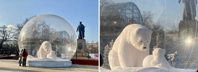 Белые мишки у Москвы-реки